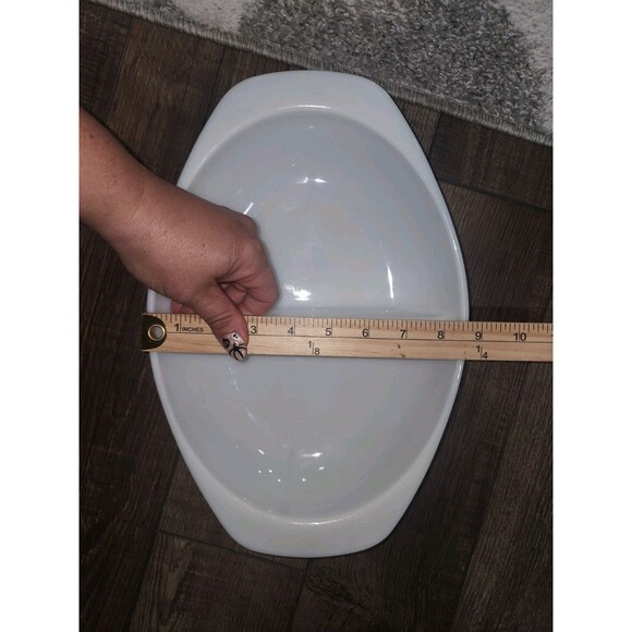 Vintage Pyrex 1 1/2 Quart Oval Divided White Milk Glass Baking Serving Dish 1063 - Picture 4 of 6